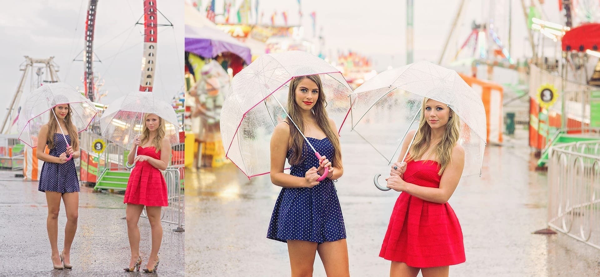 retro dressed girls at state fair in the rain, Asheville NC