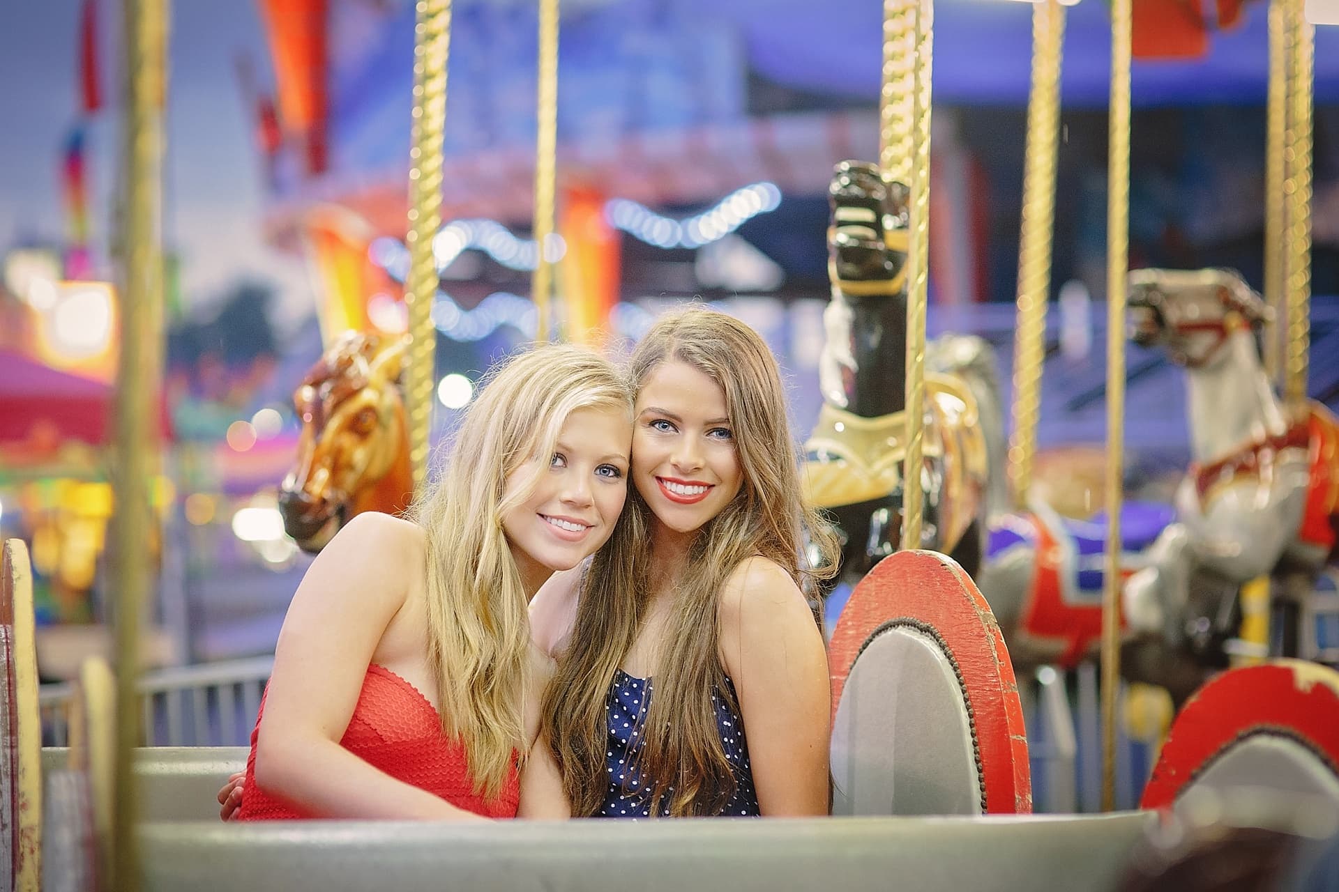 Senior photography at state fair on carousel