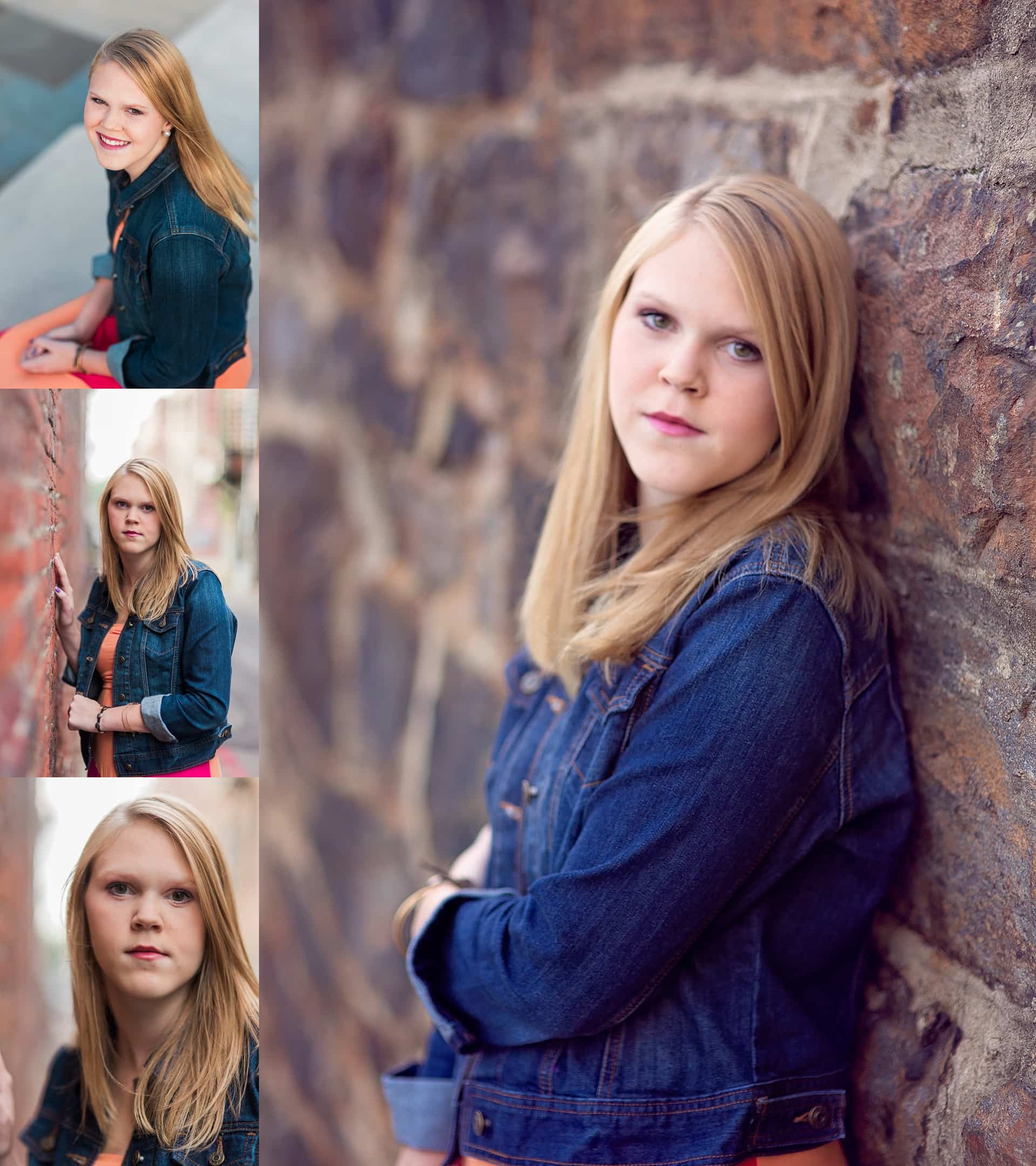 High school senior with brick background