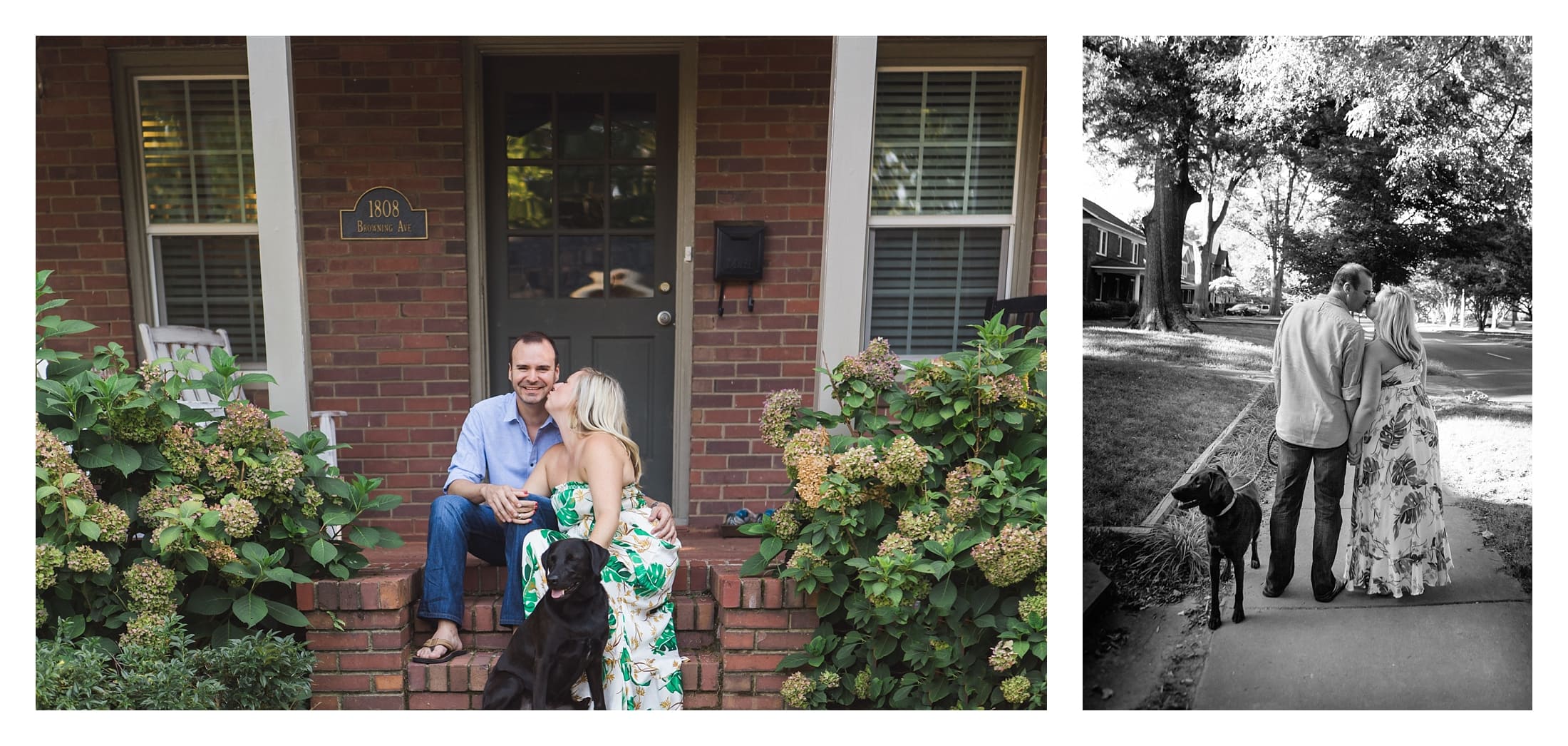In Home Engagement Pictures, Charlotte, NC , Dog included couple photos, Summer Engagment
