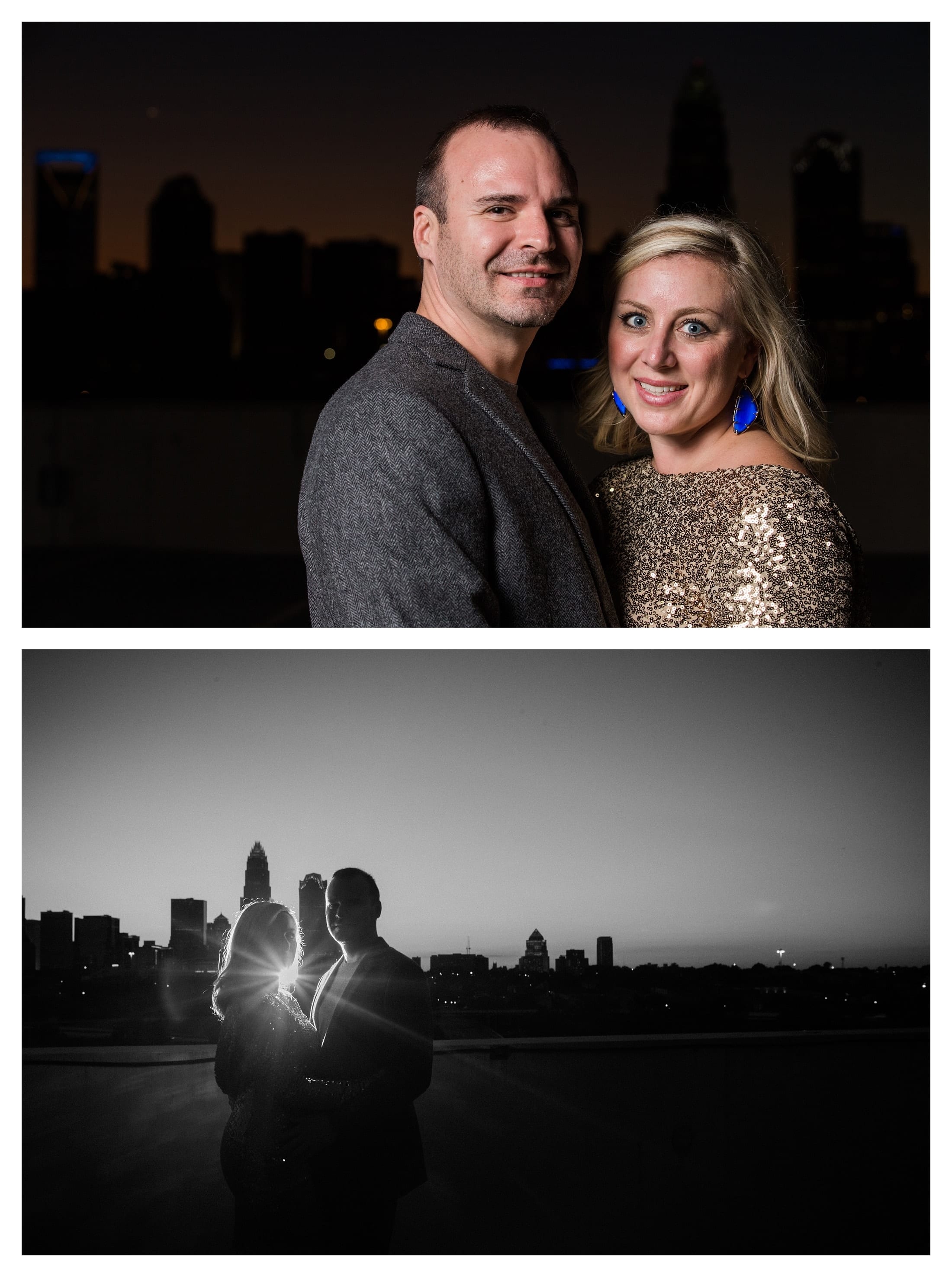 Night Engagment Pictures in Charlottee, NC, Couple pictures black and white in Charlotte NC,