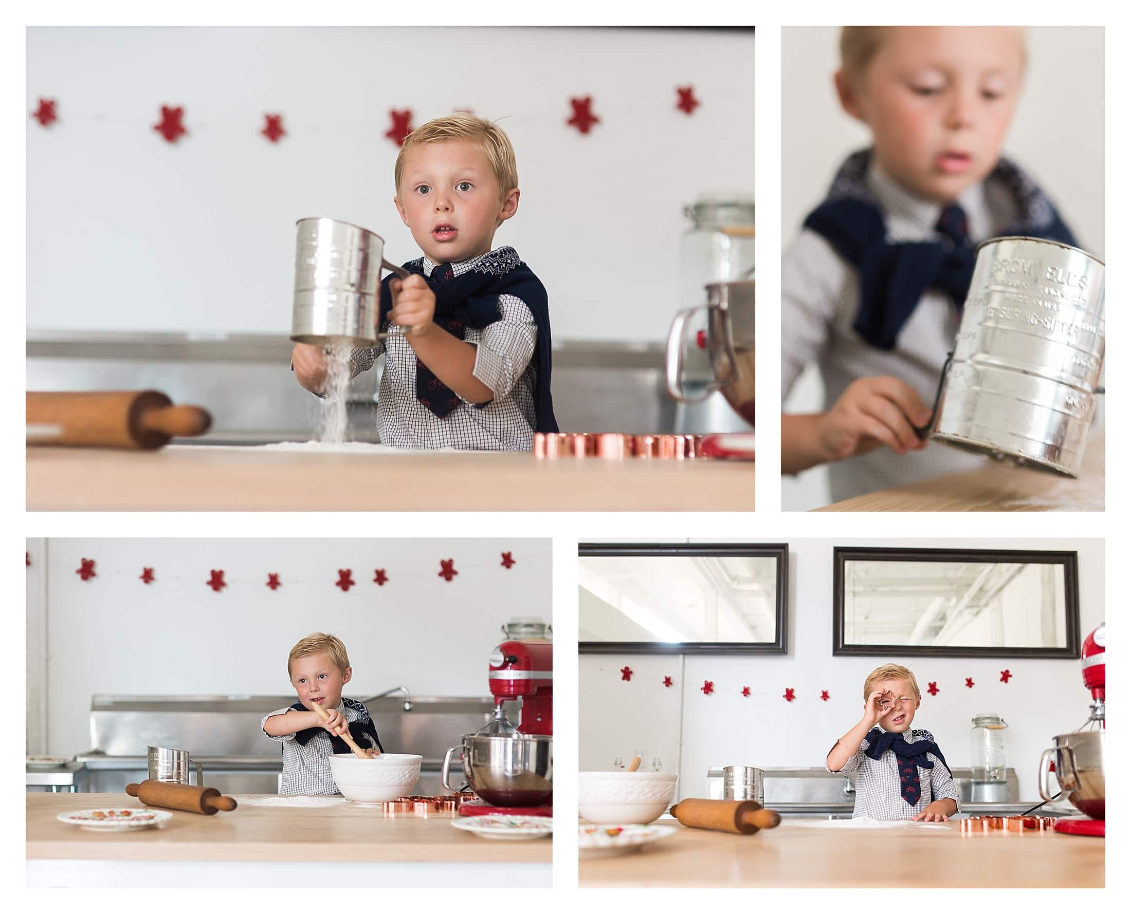 Sifting flour and stirring cookie dough