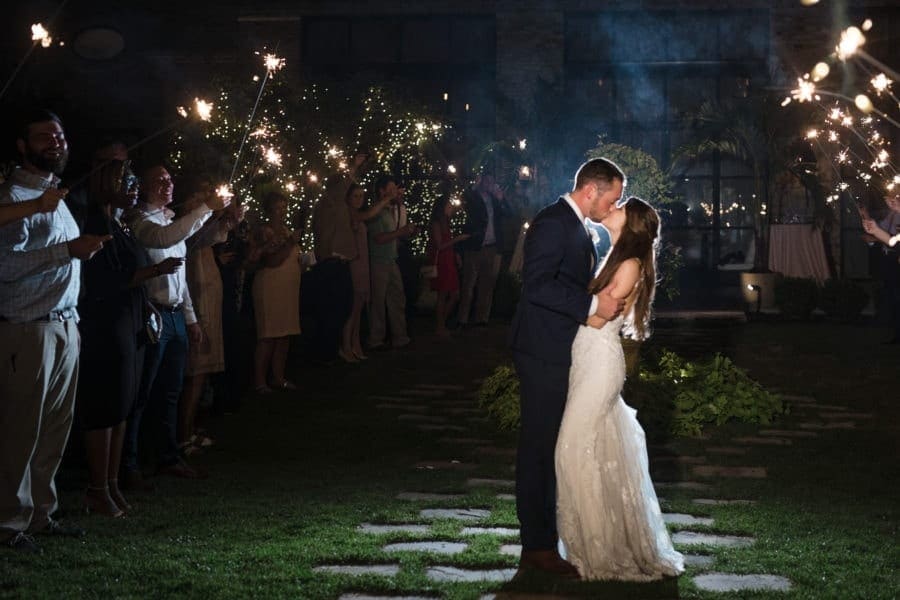 bride and groom sparkler exit