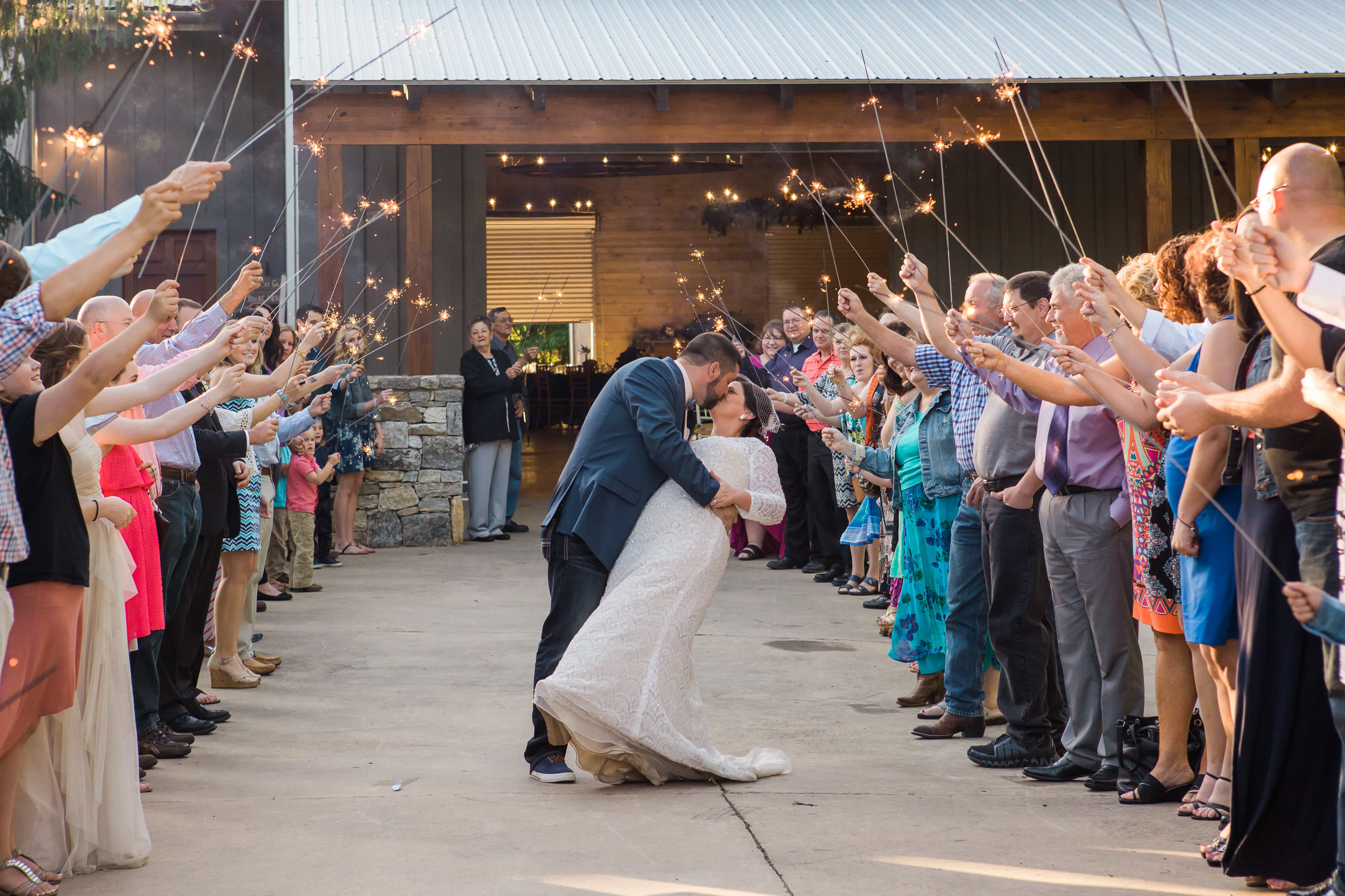 Sparkler Wedding Exit at Dusk