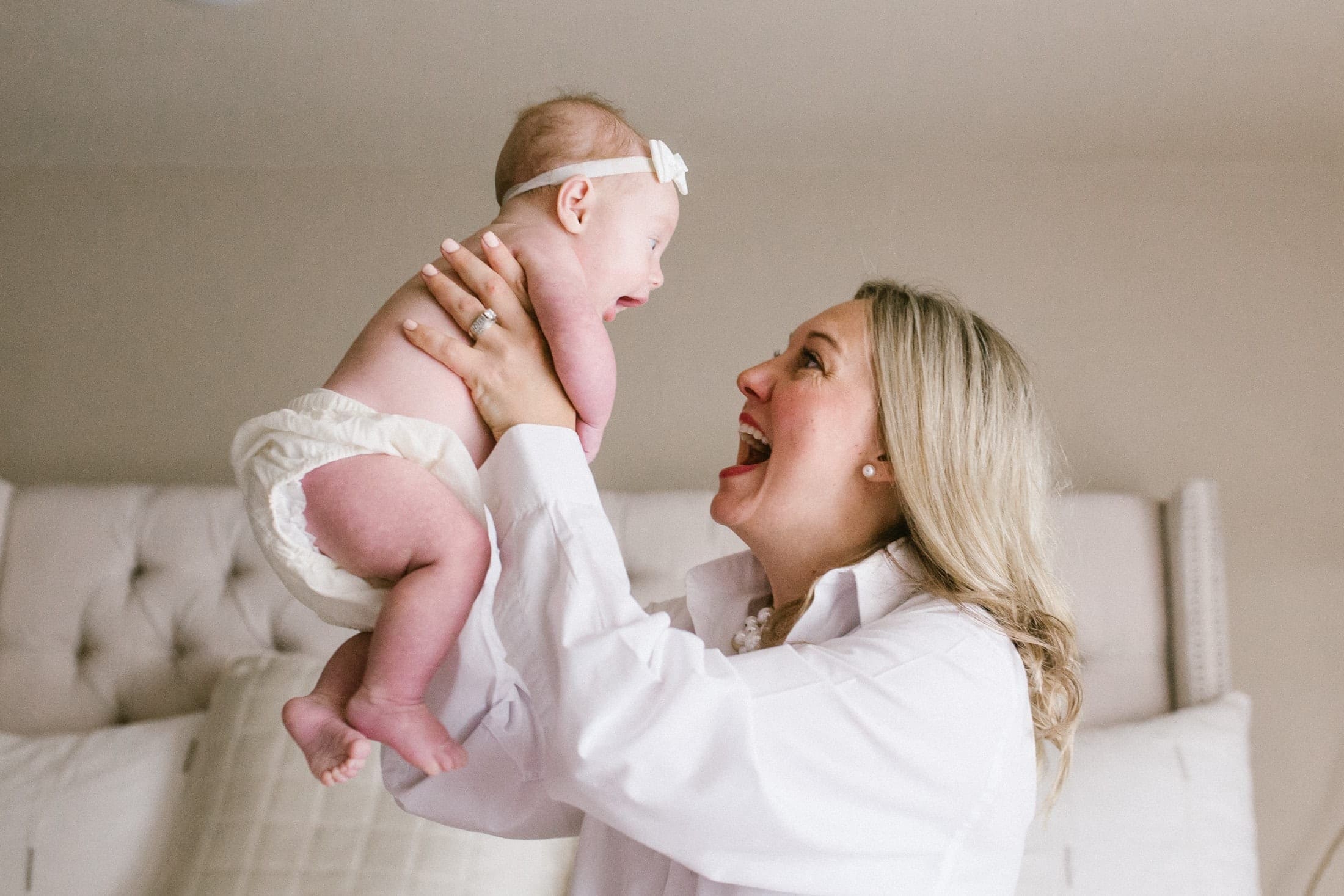 Mom and baby giggles.