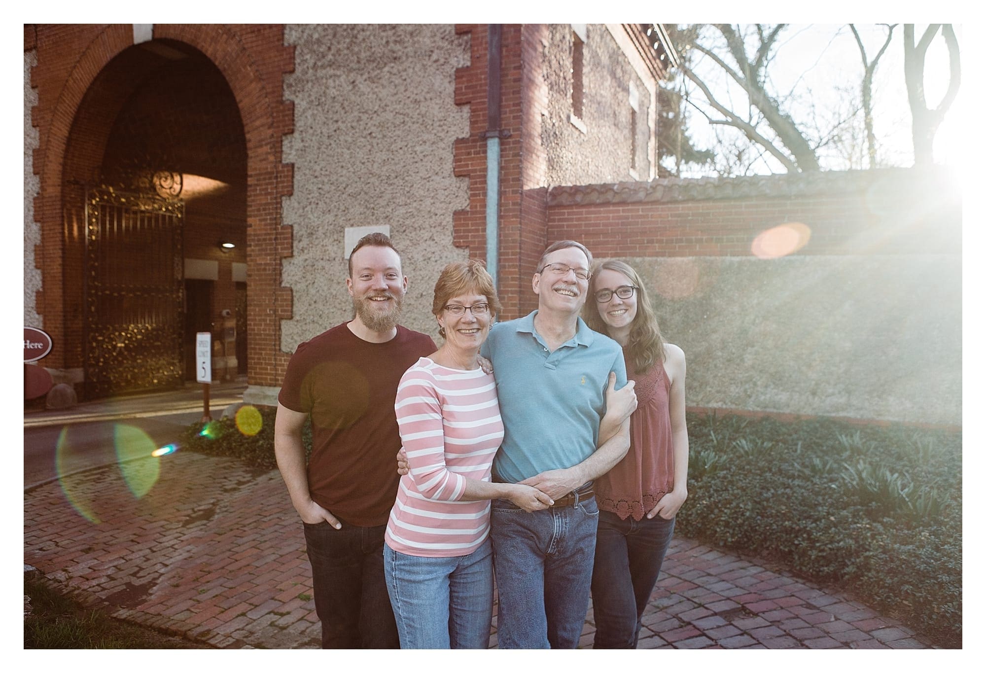 Family in front of entrance to Biltmore Estate