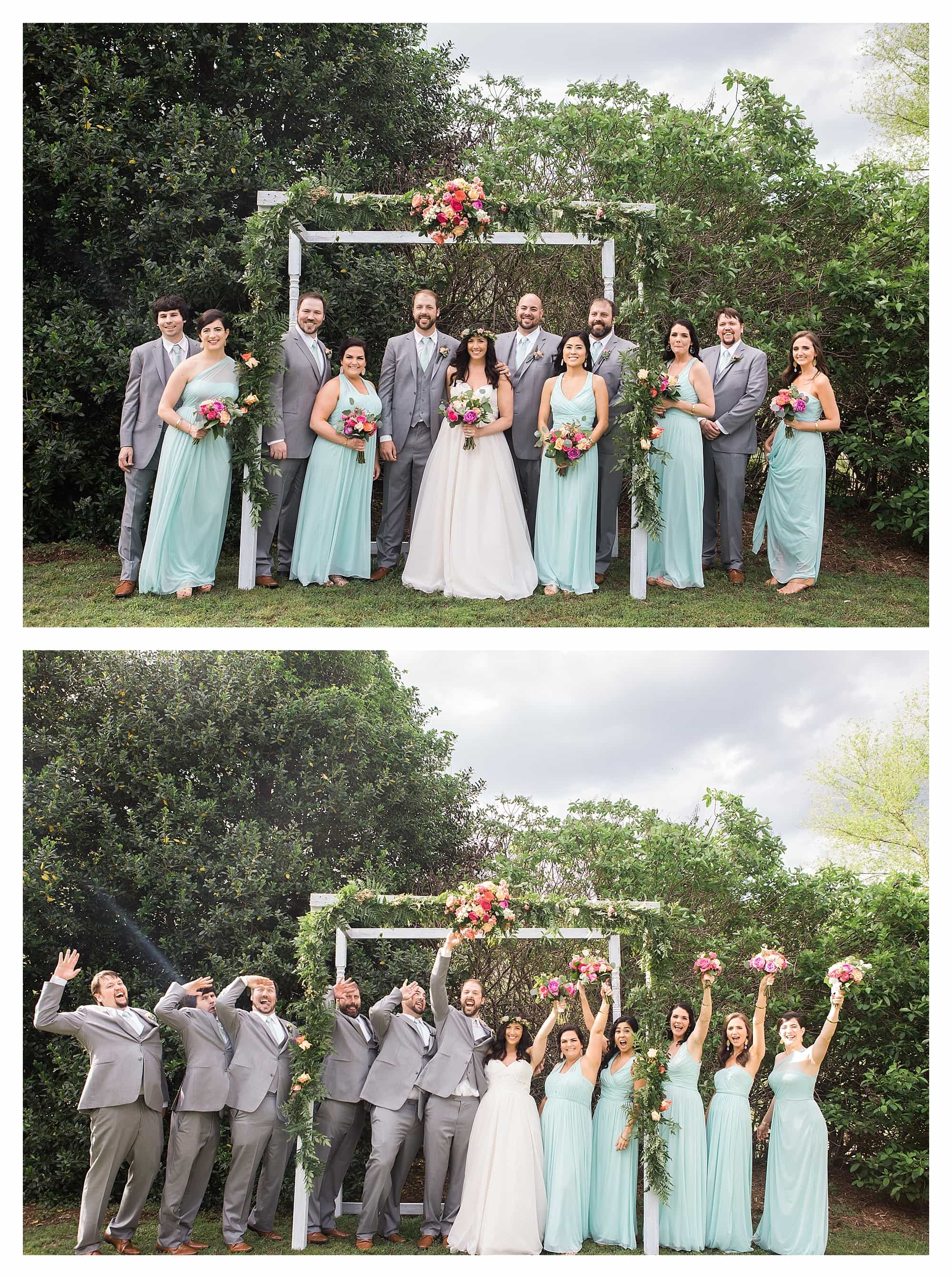 Bridal party at outdoor ceremony Lake Lure NC, wedding photographers Kathy Beaver Photography