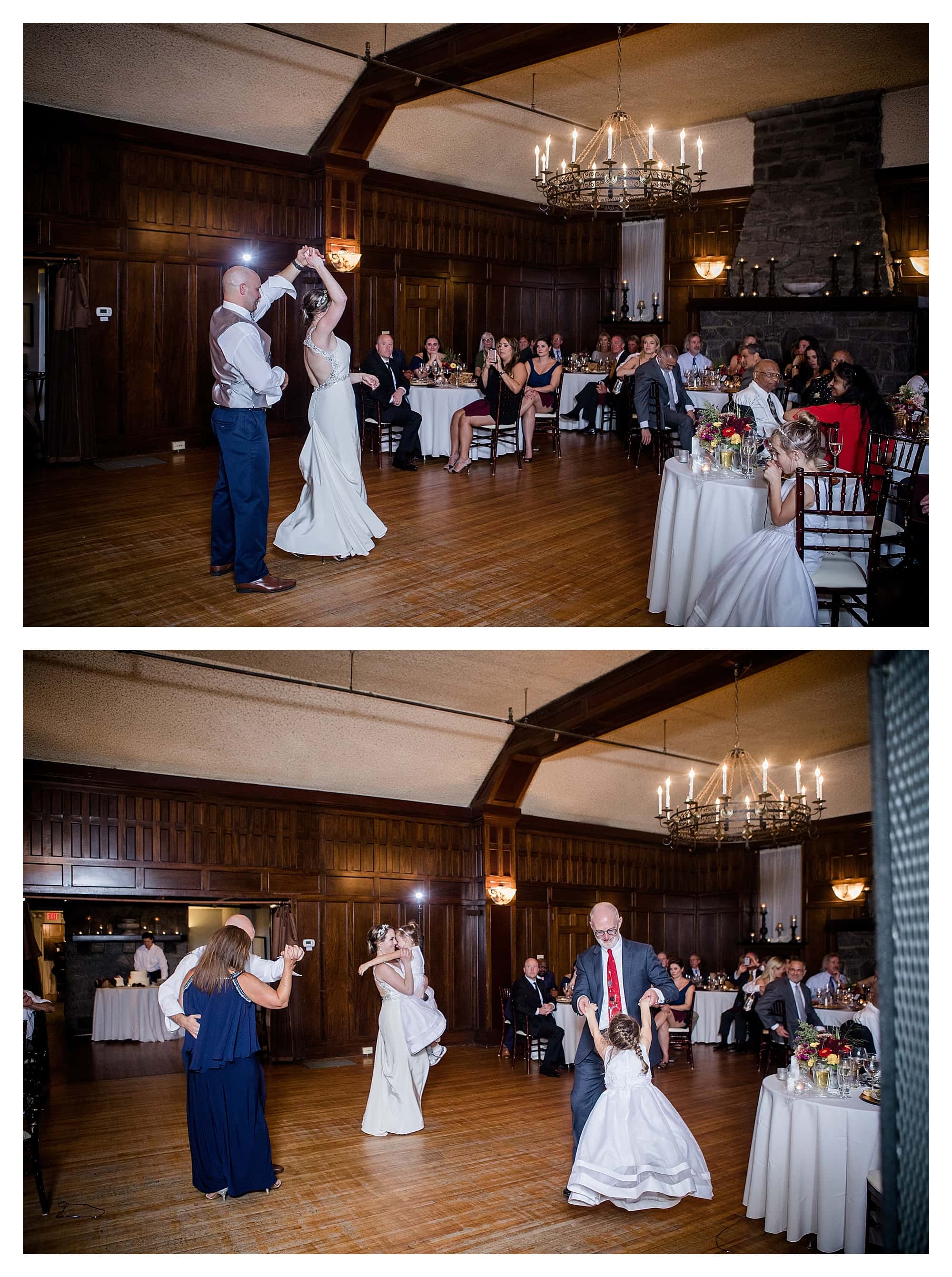 Bride and Groom dance with parents and kids