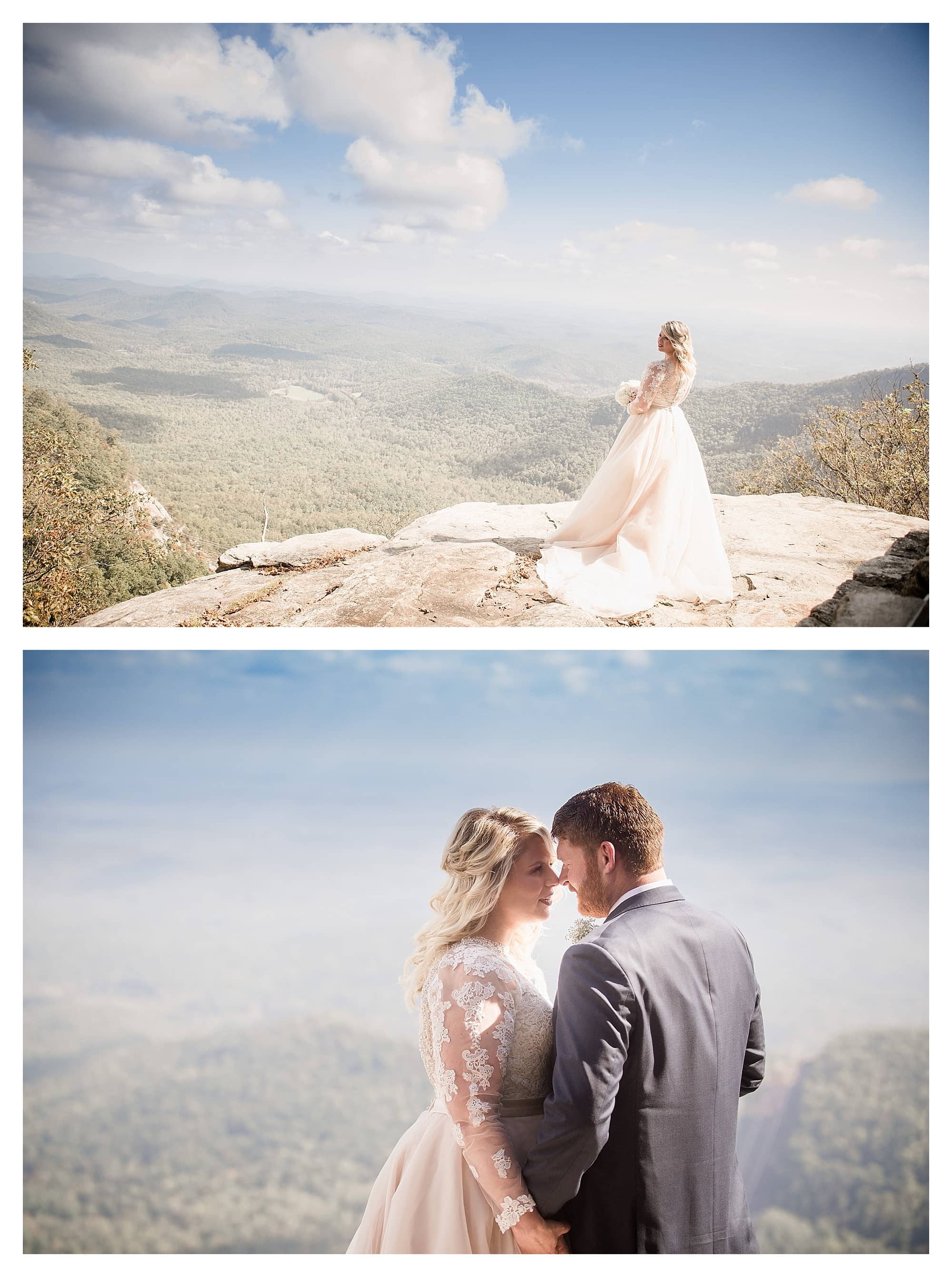 Bride overlooking mountains at Pretty Place Chapel