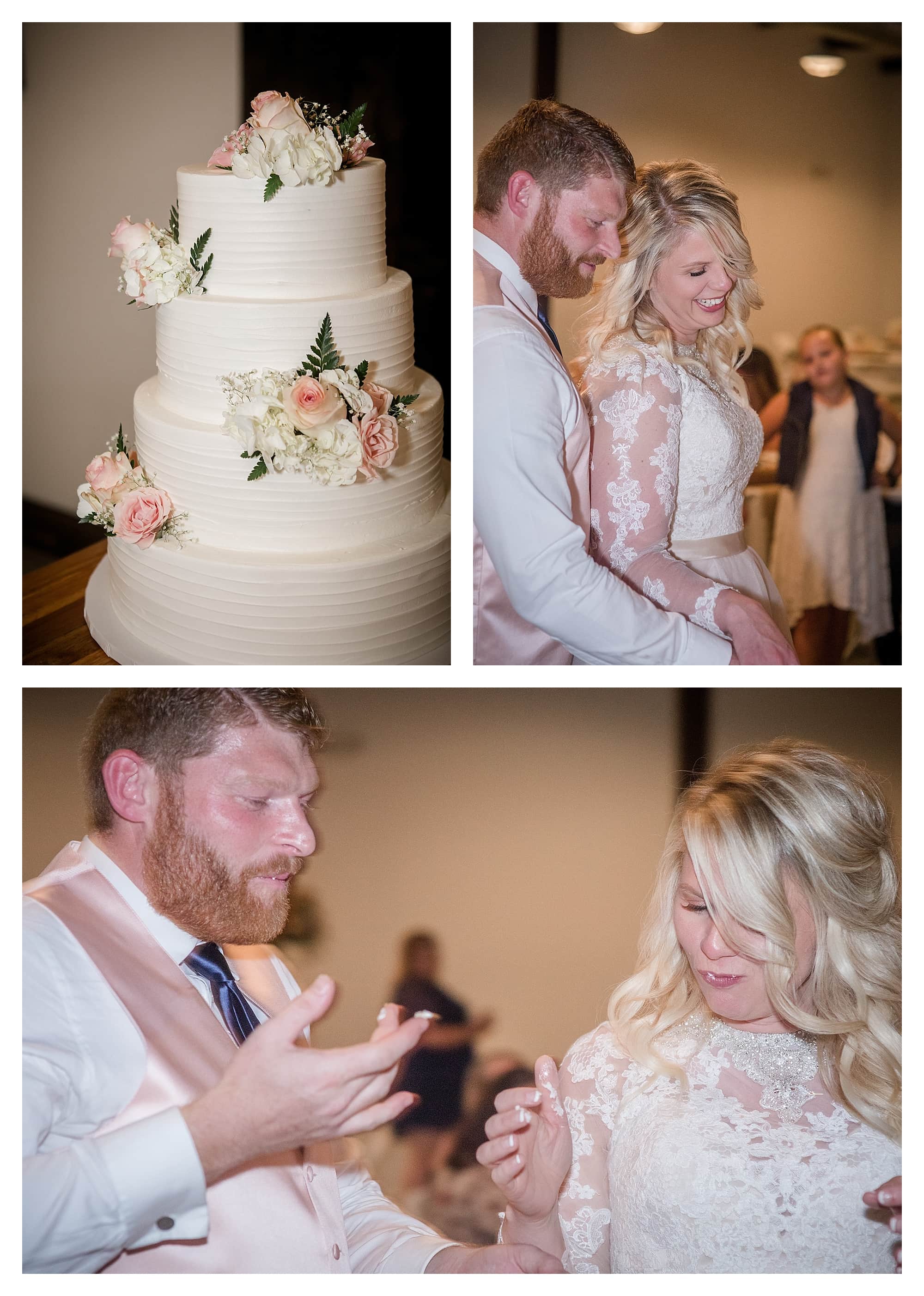 Bride and groom cut cake