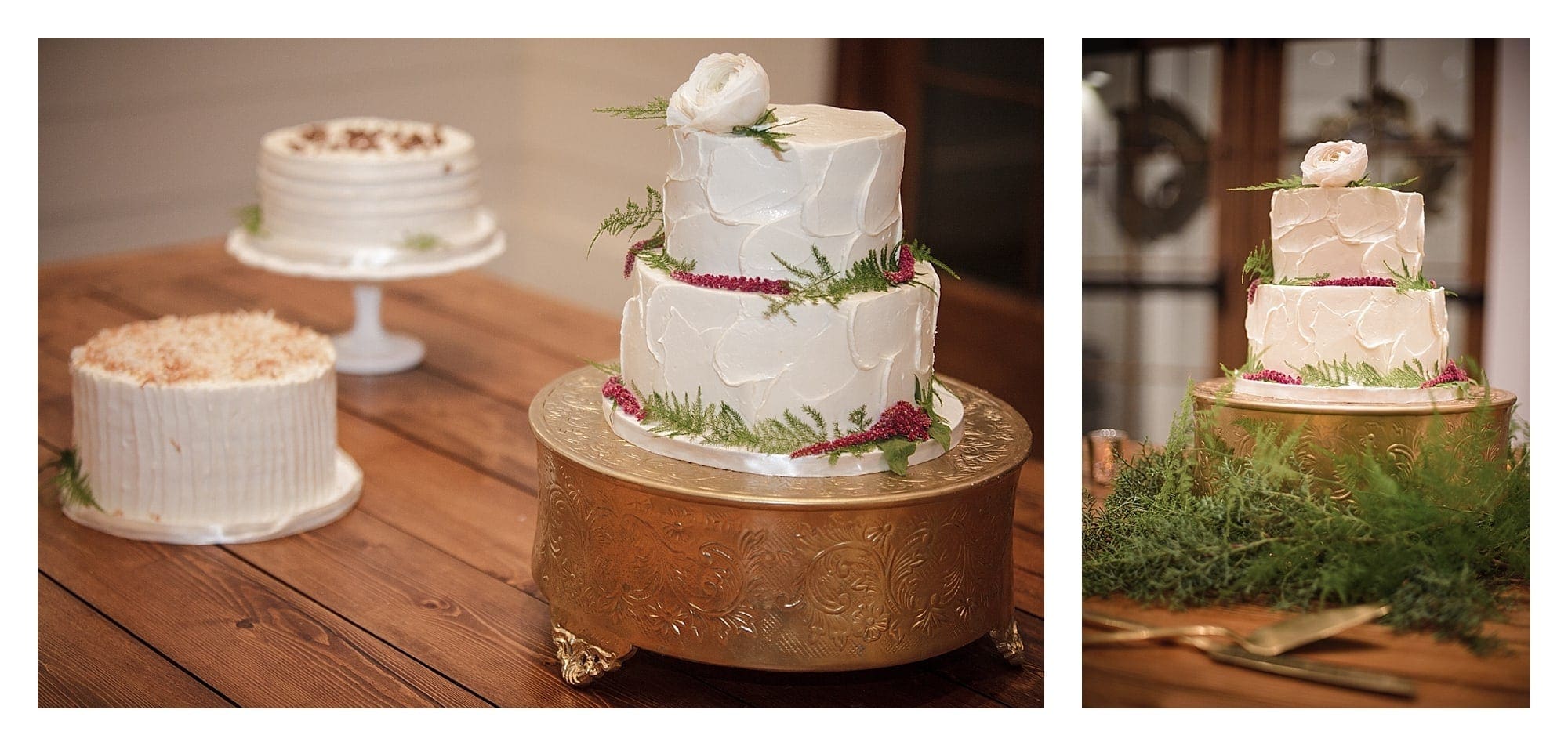 beautiful selection of cakes at wedding