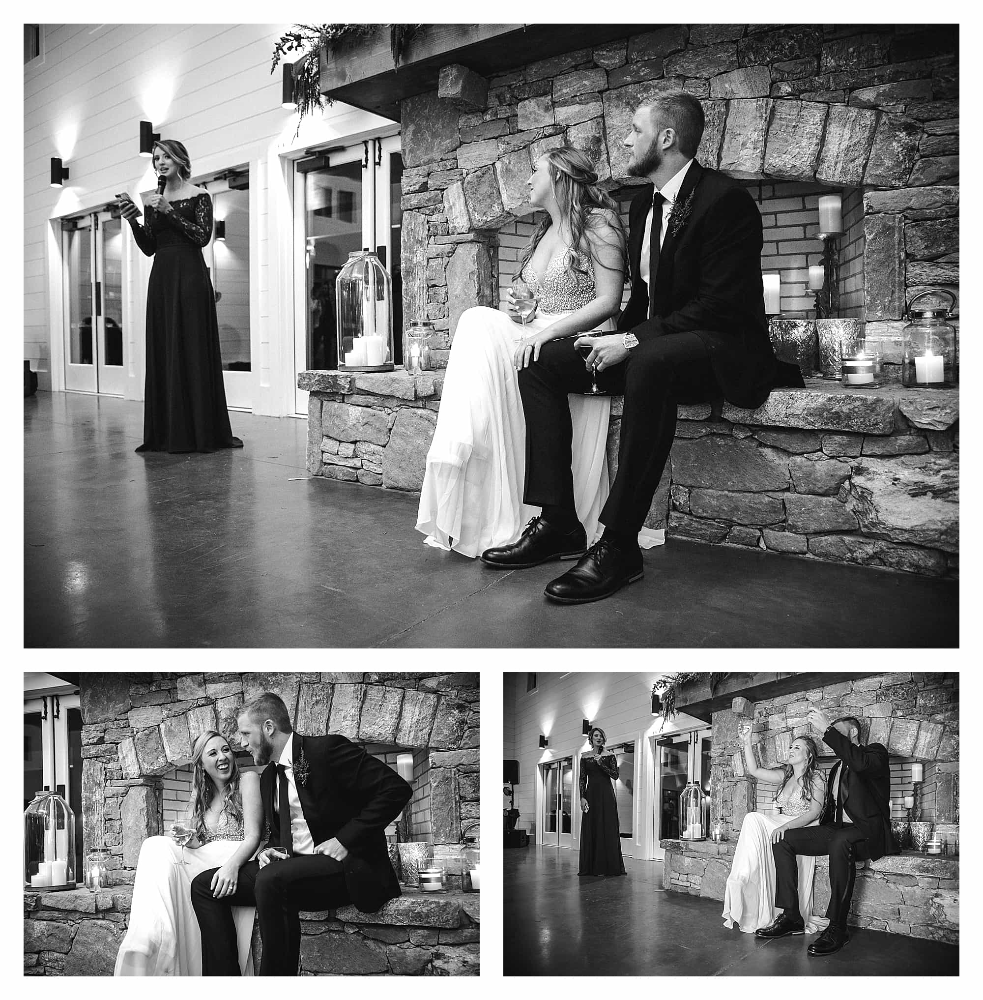 black and white speech photo wedding