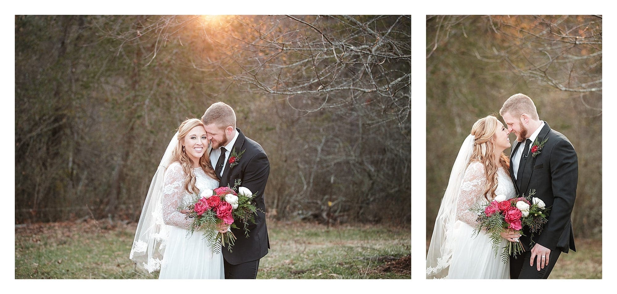 Bride and groom in gorgeous sunset light