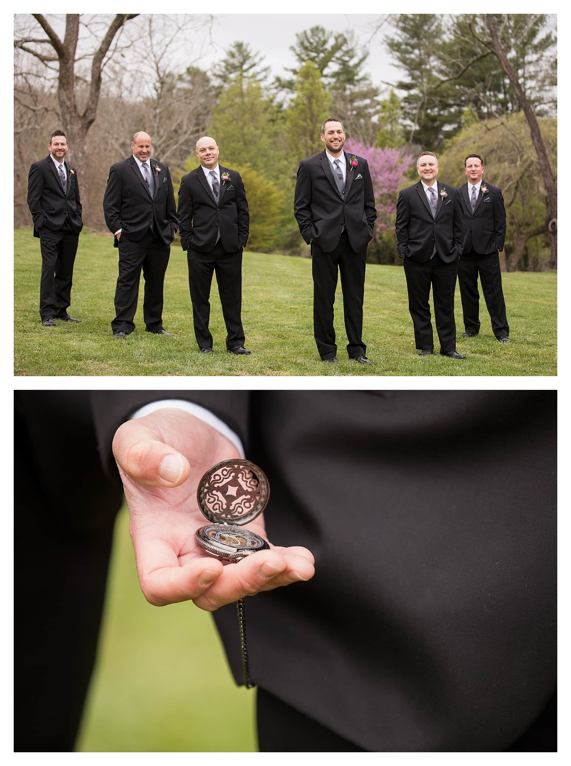 groomsmen and pocket watch