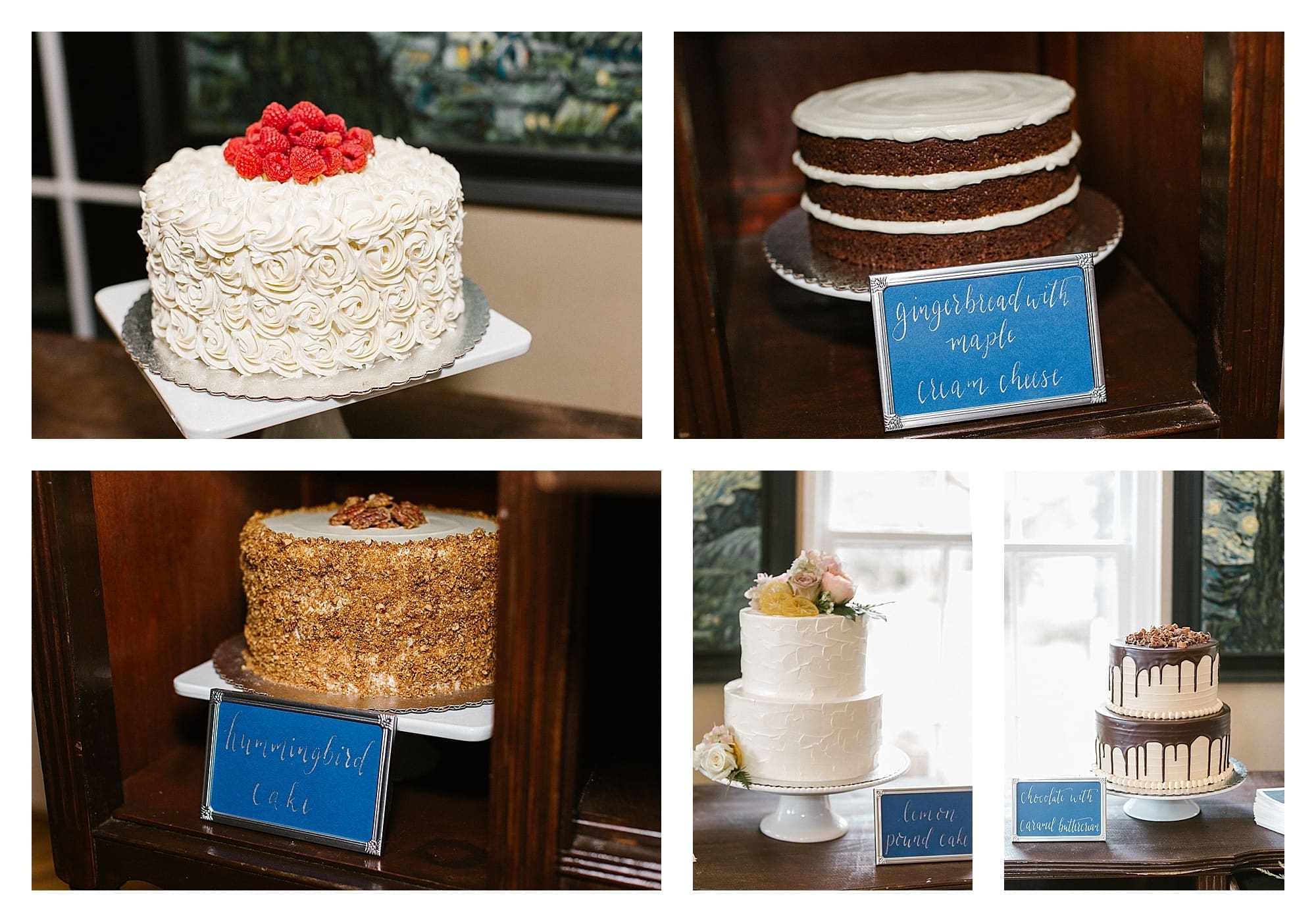 several cakes at wedding