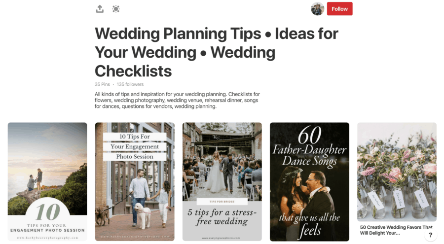 Follow Me on Pinterest for Wedding Tips | Kathy Beaver Photography