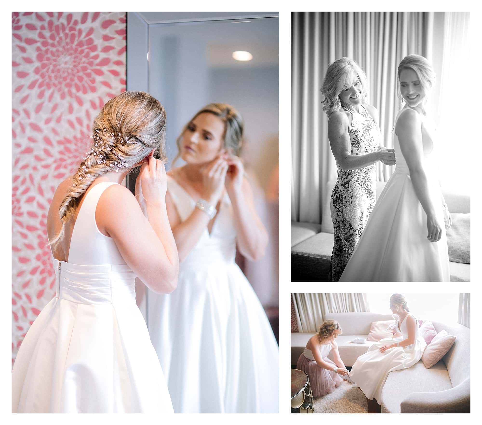 Bride getting ready with mother