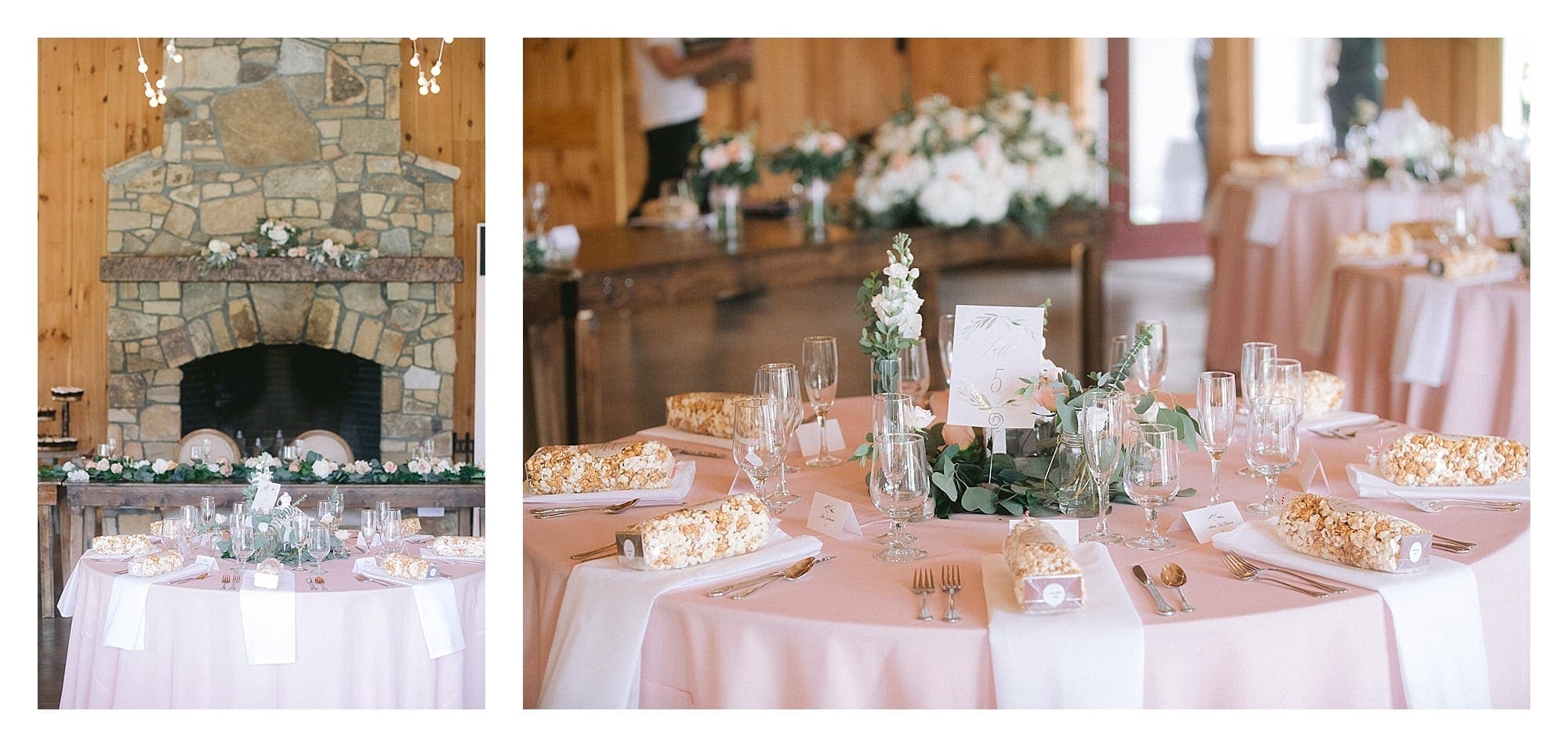 Peach and gold table settings for wedding reception