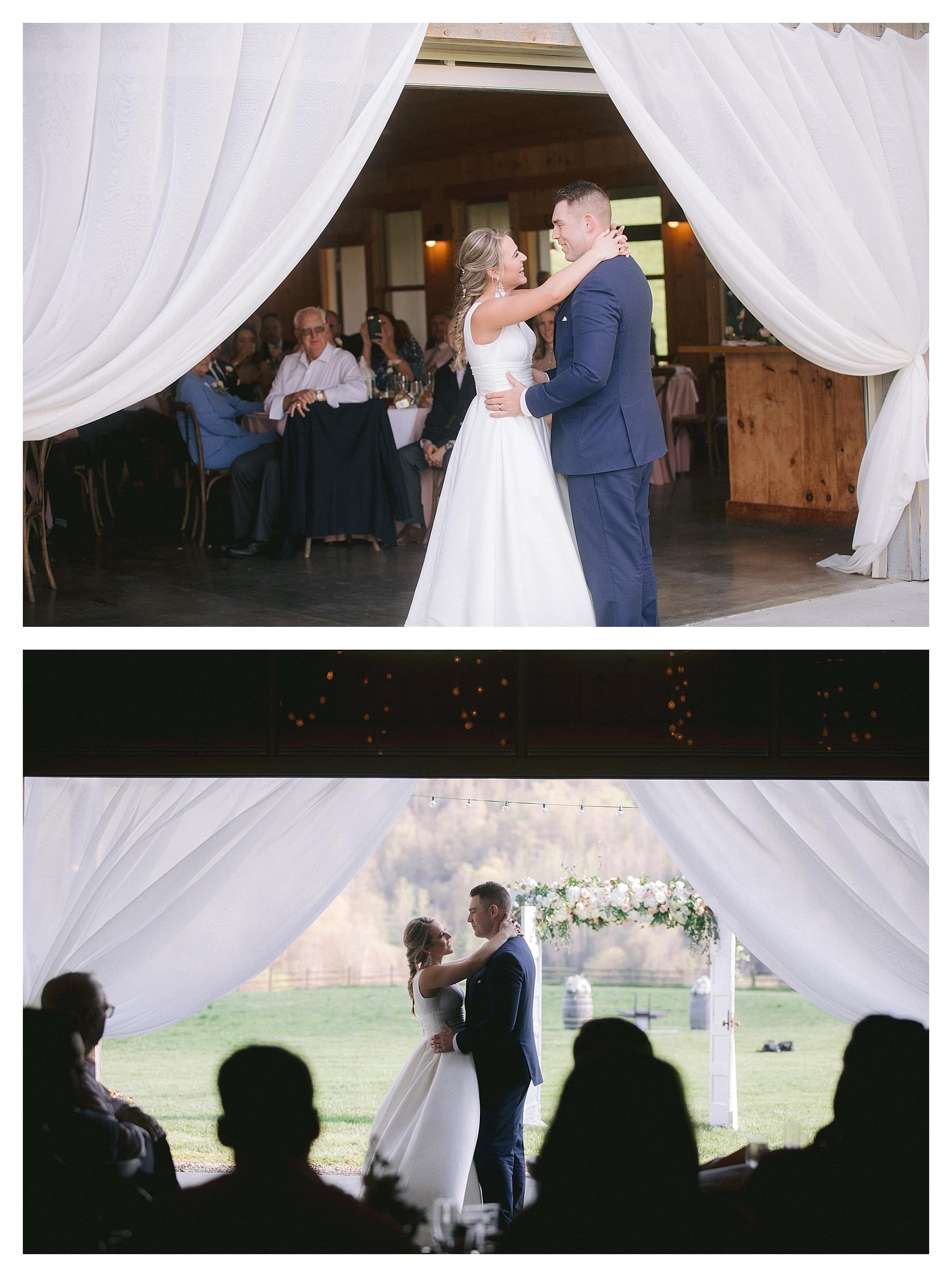 Bride and grooms first dance at wedding reception