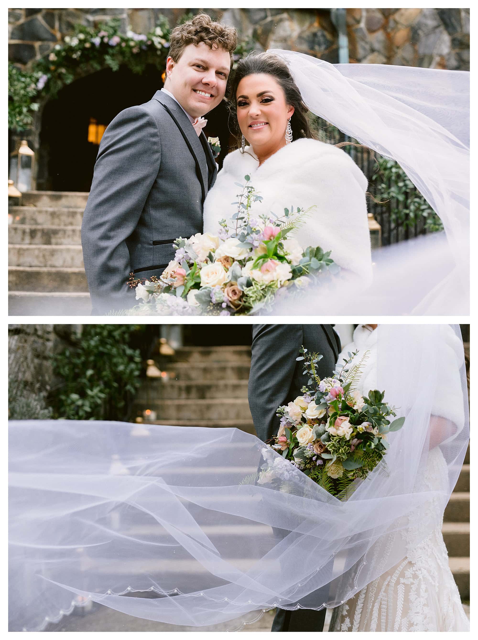 Weddings photos incorporating the brides veil