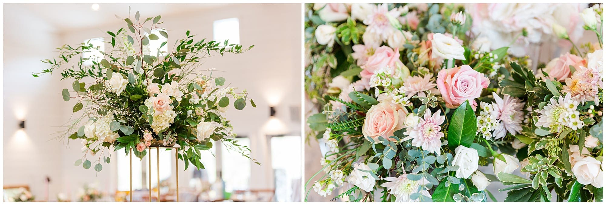 Gorgeous spring colors of pinks with greenery