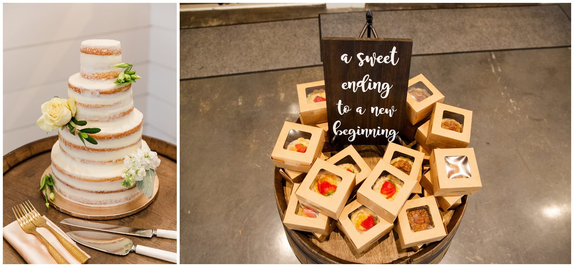 cake and mini pie favors for guests