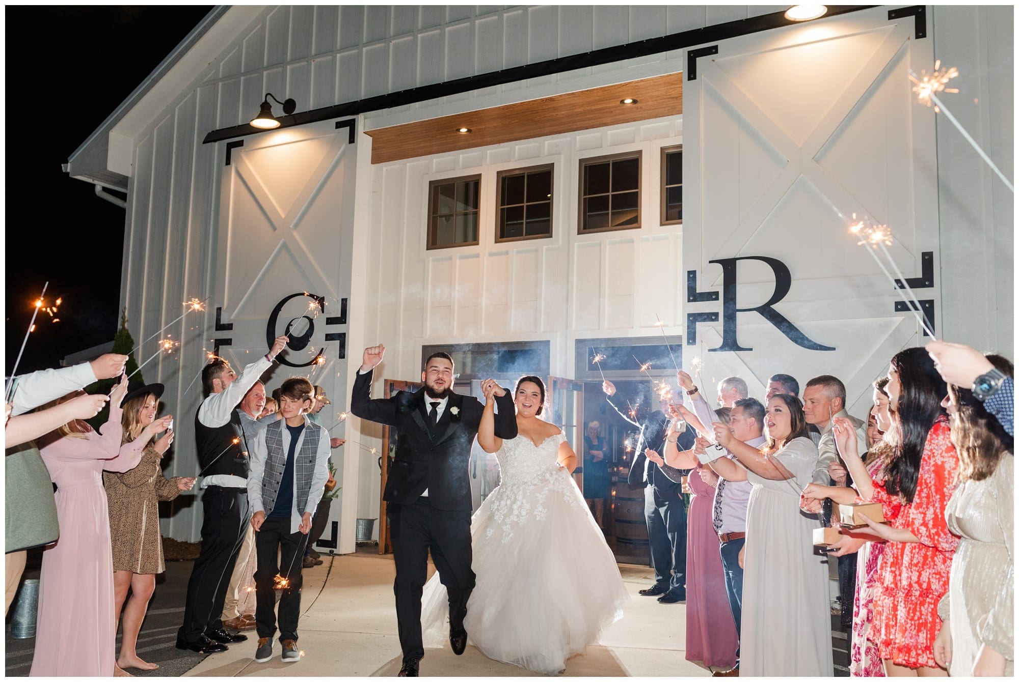 Sparkler exit at end of wedding reception