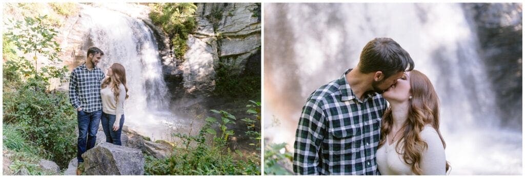 Waterfall engagement photos in Asheville, NC along the Blue Ridge Parkway.