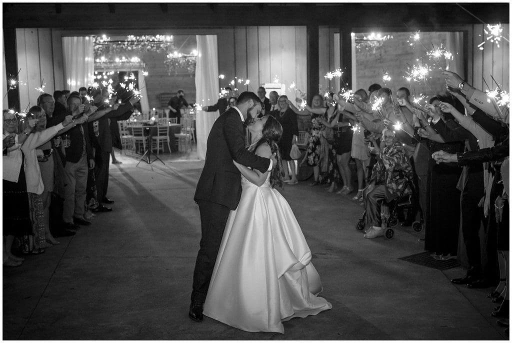 Sparkler wedding exit at Honeysuckle Hill in Asheville.