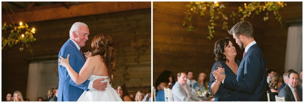 Parent dances during a wedding reception at Honeysuckle Hill.