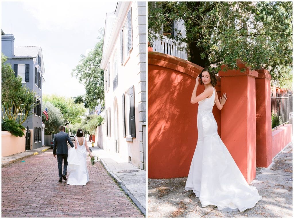 Bride and groom portraits in historic downtown Charleston  | Charleston Wedding Photographer 