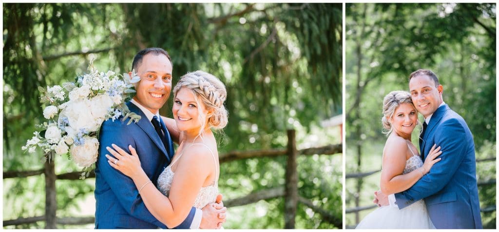 Summer bride and groom portraits at Honeysuckle Hill in Asheville, NC.