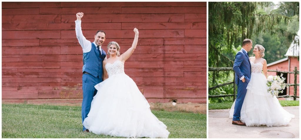 Summer bride and groom portraits at Honeysuckle Hill in Asheville, NC.