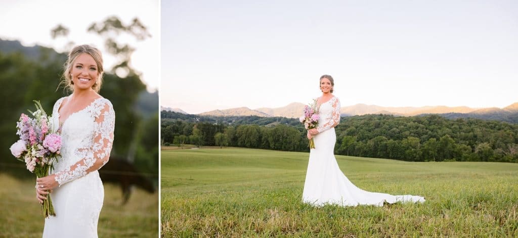 Bridal Portraits with Mountain Views, Asheville Wedding Photographer, Summer Bridal Portraits