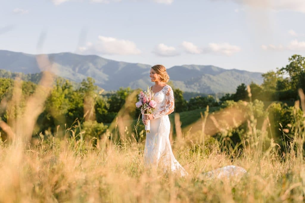 Bridal Portraits with Mountain Views, Asheville Wedding Photographer, Summer Bridal Portraits