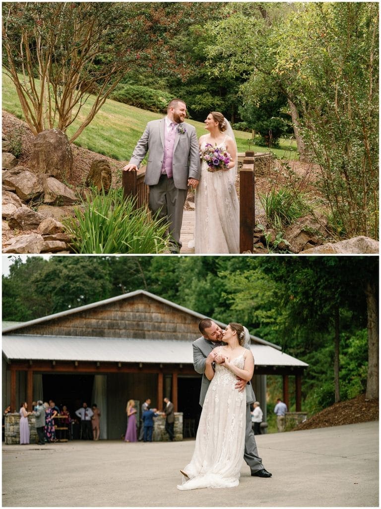 Romantic bride and groom just married portraits at Honeysuckle Hill  | Asheville Wedding Photographer