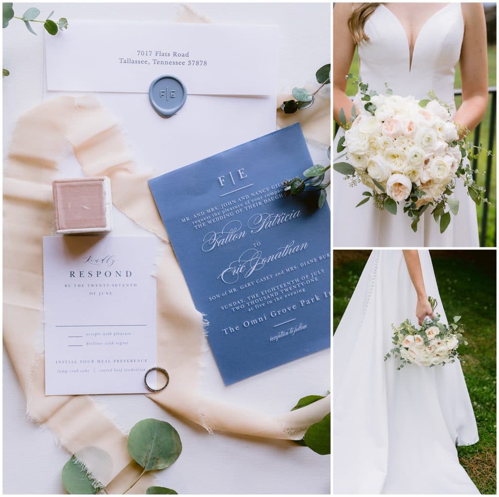 Pink and Blue wedding details for a summer wedding at the Omni Grove Park Inn | Kathy Beaver Photography
