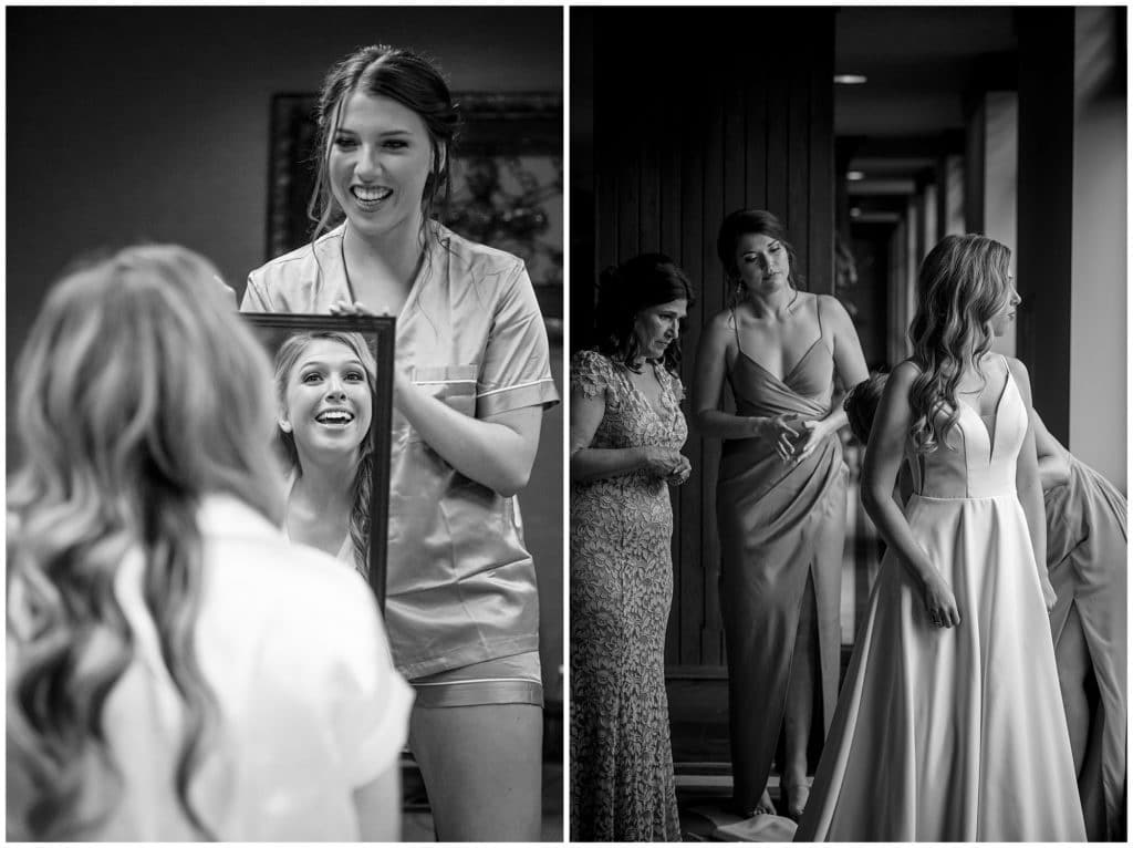 Black and white getting ready photos of the bride | Kathy Beaver Photography