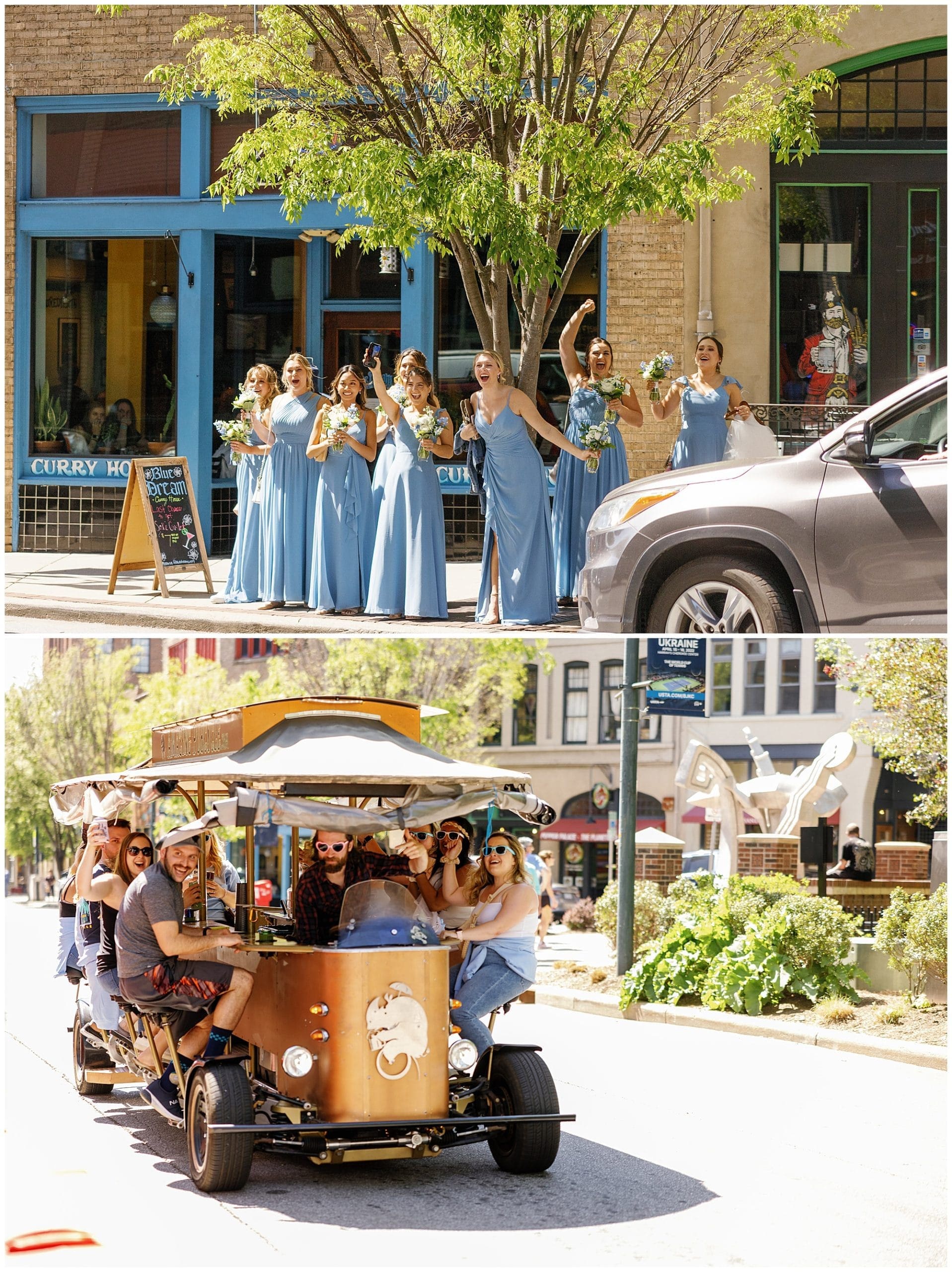 downtown asheville bridesmaids and beer truck