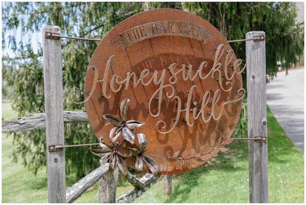 sign at asheville wedding venue honeysuckle hill