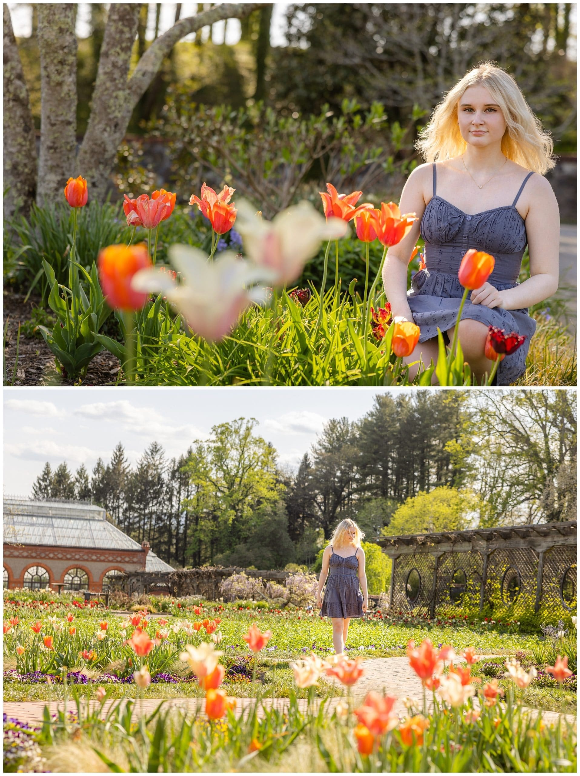 Senior pictures in the gardens at the Biltmore. Photos by Kathy Beaver Photography, an Asheville Senior Photographer.