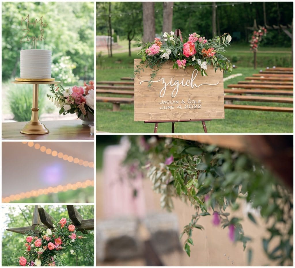 Pink, Coral and pops of purple were perfect to add a colorful palette for this spring wedding at Junebug Retro Resort.