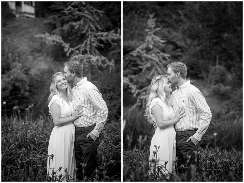 black and white photos at engagement session in Asheville, NC