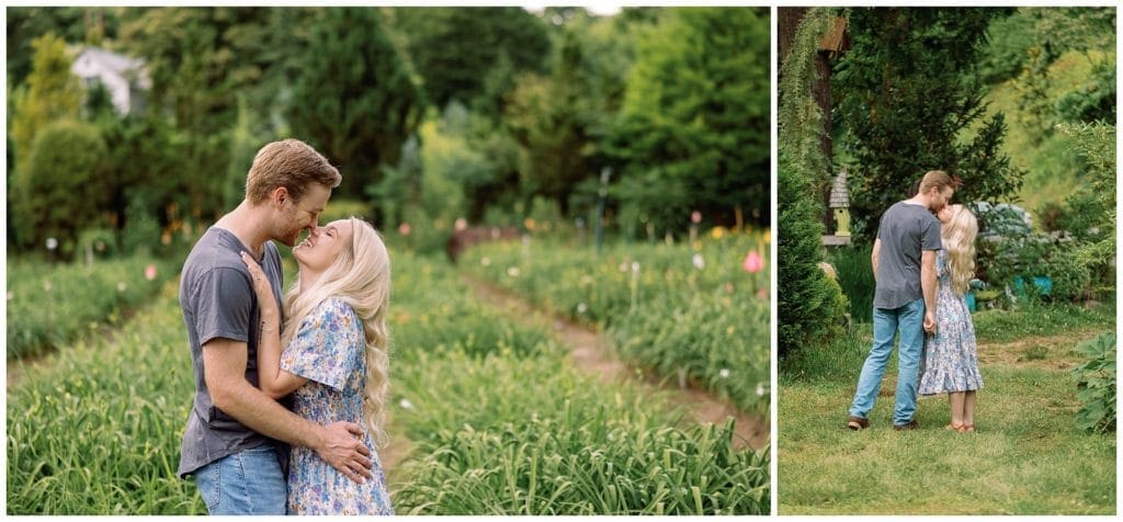 surrounded by a field of day lilies with gorgeous greenery
