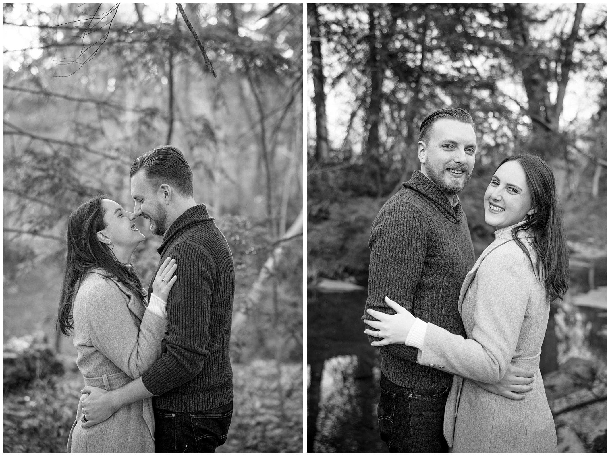 black and white photo of couple outdoor for their engagement session