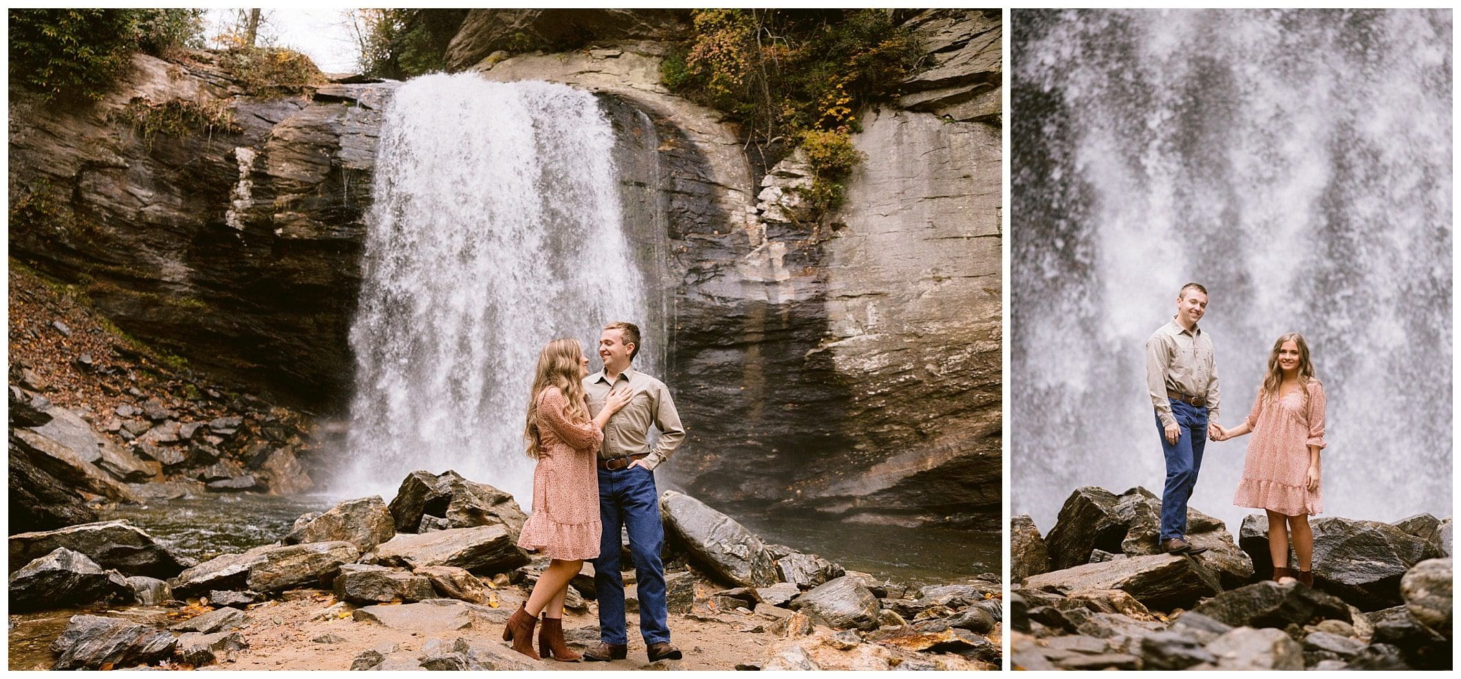 waterfall engagement session in Brevard, NC