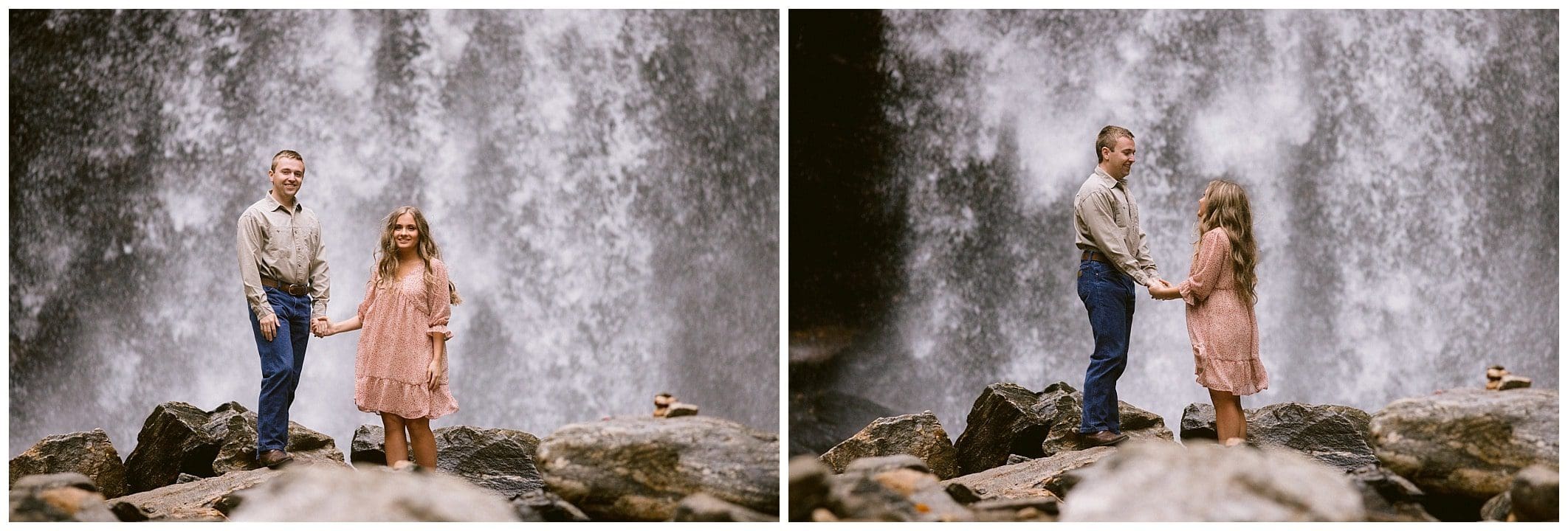 waterfall engagement session in Brevard, NC