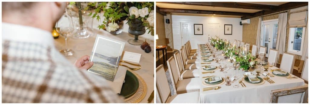 Intimate dinner for wedding guests at the Greystone Inn