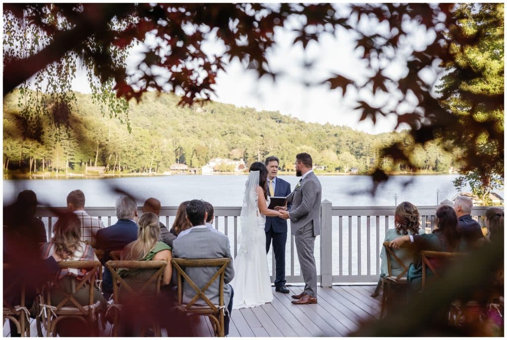 Couple getting married at the Greystone Inn overlooking Lake Toxaway