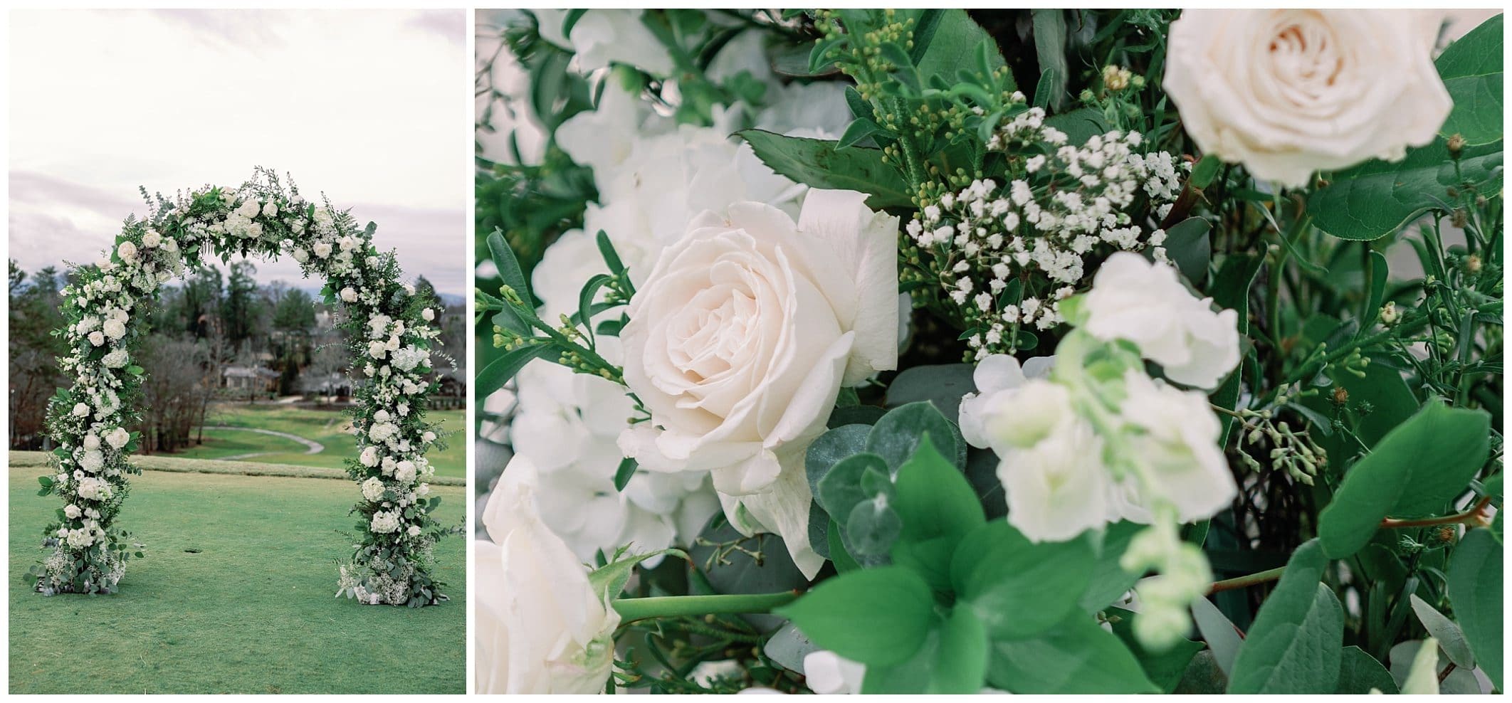 flower details for Asheville winter wedding ceremony